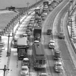 Streetcar on bridge