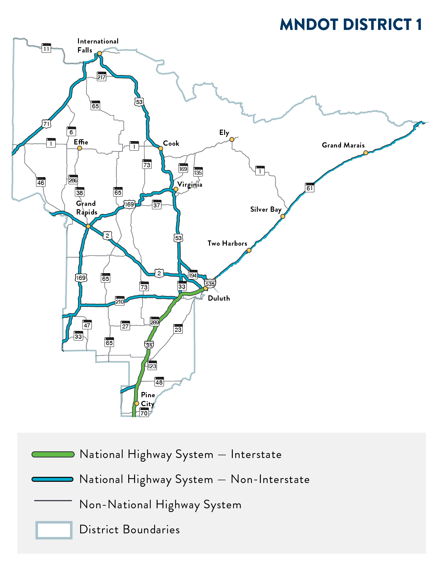 Map of MnDOT District 1