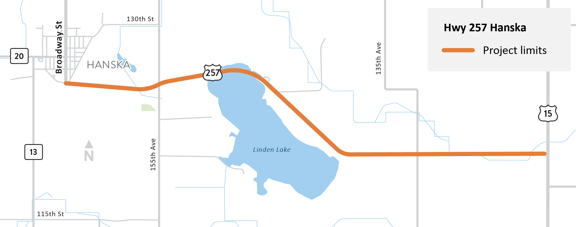 Map of the Hwy 257 detour